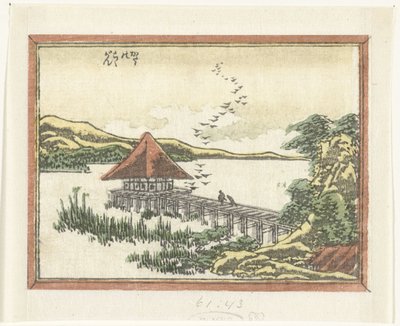 Ülő libák Katatán Katata no rakugan (cím a tárgyon) Gravírozott nyolc nézet Omi tartományról (sorozat címe) Doban Omi hakkei (sorozat címe) alkotó: Katsushika Hokusai