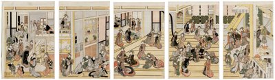 Újév napja az Ogi-ya bordélyházban alkotó: Katsushika Hokusai