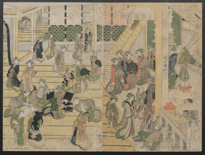 Újév napja az Ogiya Seiro-ban, kb. 1804. alkotó: Katsushika Hokusai