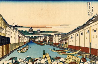 Nihonbashi híd Edóban, 1830 körül (fatömbnyomat) alkotó: Katsushika Hokusai