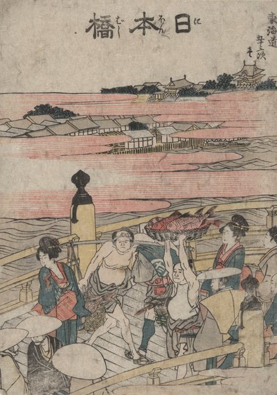 Nihonbashi, a Tokaido ötvenhárom állomásának tervei sorozatból alkotó: Katsushika Hokusai