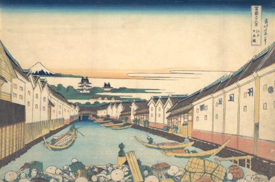 Nihonbashi az Edo Edo Nihonbashiban, a Harminchat kilátás a Fudzsi-hegyre sorozatból, kb. 1830-32. alkotó: Katsushika Hokusai