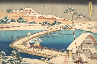 Régi nézet a csónakhídról Sanonál Kozuke tartományban Kozuke Sano funabashi no kozu,..., 1827-30. alkotó: Katsushika Hokusai