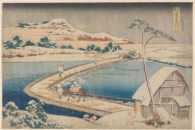 Régi látkép a Sano-i pontonhídról, Kôzuke tartományban alkotó: Katsushika Hokusai