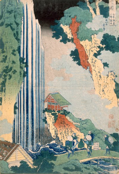 Ona-vízesés a Kisokaidón, 1827 (színes fatömbnyomat) alkotó: Katsushika Hokusai