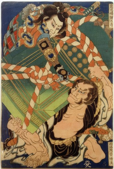 Onikojima yatarô és Seihôin akabôzu alkotó: Katsushika Hokusai