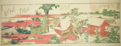 Oldalak a "Panoráma kilátások a Sumida folyó partján (Ehon Sumidagawa ryogan ichiran)" című illusztrált könyvből alkotó: Katsushika Hokusai