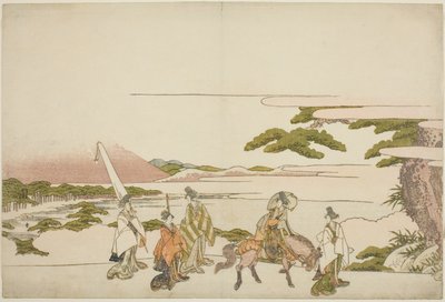 Ariwara no Narihira keleti útjának paródiája alkotó: Katsushika Hokusai