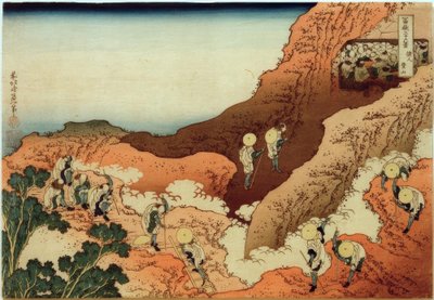 Zarándokok megmásszák a Fuji hegyet alkotó: Katsushika Hokusai
