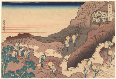 A csúcsra felkapaszkodó zarándokok, a „A Fuji-hegy harminchat látképe” című sorozatból alkotó: Katsushika Hokusai