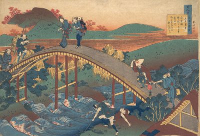 Ariwara no Narihira verse, a Száz vers, a nővér Hya... című sorozatából, 1839. alkotó: Katsushika Hokusai
