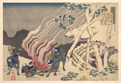 Minamoto no Muneyuki Ason verse, a „Száz vers, amelyet az ápolónő magyaráz el” (Hyakunin isshu uba ga etoki) című sorozatból alkotó: Katsushika Hokusai