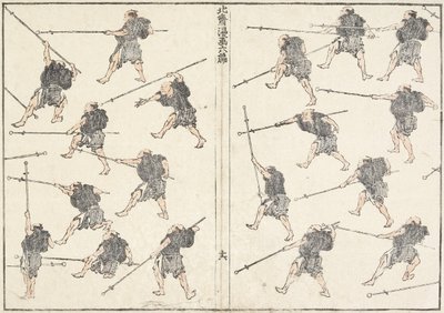 A hosszú nyelű kard gyakorlata, 1817 alkotó: Katsushika Hokusai