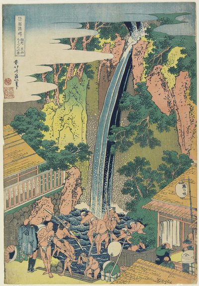 Roben-vízesés Oyamánál, Sagami tartományban, 1833 körül (színes fametszet) alkotó: Katsushika Hokusai