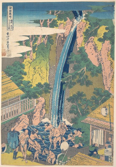 A Rōben-vízesés az Ōyama-hegyen, Sagami tartományban (Sōshū Ōyama Rōben no taki), a „Vízesések körutazása a különböző tartományokban” (Shokoku taki meguri) című sorozatból alkotó: Katsushika Hokusai