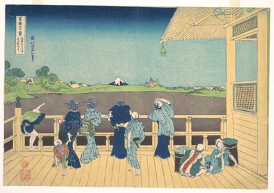 A Sazai-terem az Ötszáz Arhat-templomban (Gohyaku Rakanji Sazaidō), a „A Fuji-hegy harminchat látképe” (Fugaku sanjūrokkei) című sorozatból alkotó: Katsushika Hokusai