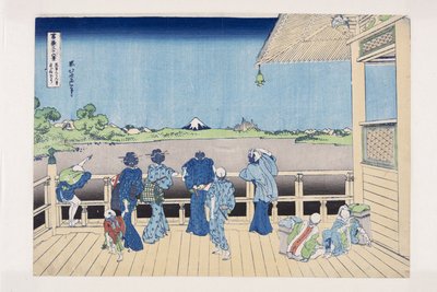 Az Ötszáz Arhat templomának Sazai terme (Gohyaku Rakan-ji Sazaid?) (színes fatömbnyomat) alkotó: Katsushika Hokusai