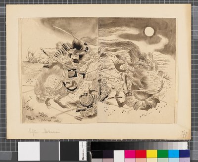 Jelenetek a japán-koreai háborúból, 18. század vége-19. század első fele (tus és tusfesték, papír) alkotó: Katsushika Hokusai