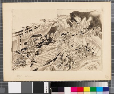 Jelenetek a japán-koreai háborúból, 18. század vége-19. század első fele (tus és tusfesték, papír) alkotó: Katsushika Hokusai