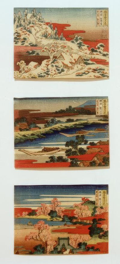 Hó, hold és virágok gyönyörű tájakon alkotó: Katsushika Hokusai