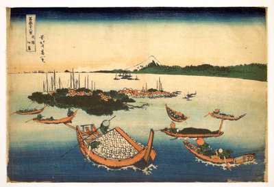 36 képből álló sorozat a Fuji-hegyről: Tsukuda-sziget képe Musashi tartományban, Japán – Katsushika Hokusai (1760-1849) nyomata (ukiyo-e school) 1830-1833 állam Puskin Szépművészeti Múzeum, Moszkva alkotó: Katsushika Hokusai