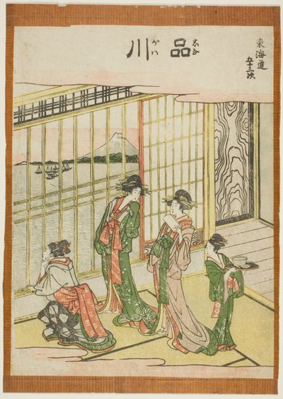 Shinagawa, a te sorozatból: "Ötvenhárom városi fokozatú S tachi hang (városi fokozatú főhegy következő)" alkotó: Katsushika Hokusai