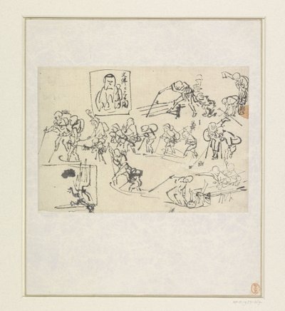 Shishi-vázlatok alkotó: Katsushika Hokusai