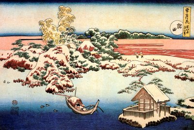 Hókép a Sumida folyó mellett, c1832. alkotó: Katsushika Hokusai