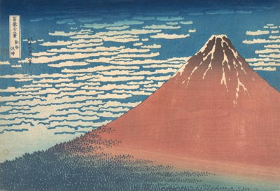 Déli szél, tiszta égbolt Gaifu kaisei, más néven Red Fuji, a Thirt... sorozatból, kb. 1830-32. alkotó: Katsushika Hokusai