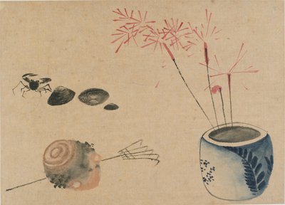 Csillagszórók, rák és hagyma, 18. század vége – 19. század eleje. alkotó: Katsushika Hokusai