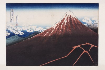 Hirtelen zápor a csúcs alatt (Sanka hakuu) (színes fatömbnyomat) alkotó: Katsushika Hokusai