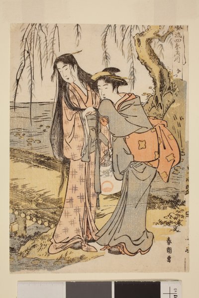 Nyár: Két nő egy patak mellett, az Elegáns Hold a négy évszakban című sorozatból alkotó: Katsushika Hokusai