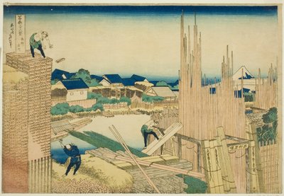 Tachikawa at Honjo (Honjo Tachikawa), a "Tierty Mr. x Views Of Mount Fuji (Fugaku Usajurokukei)" sorozatból alkotó: Katsushika Hokusai