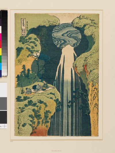 Az Amida vízesés, a Kiso út távoli részén. alkotó: Katsushika Hokusai