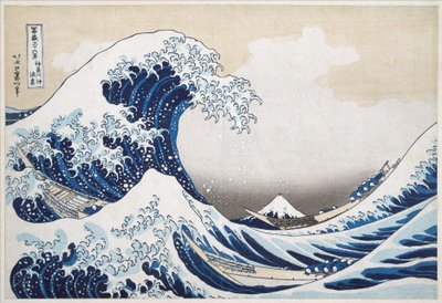 A nagy hullám Kanagawánál a „36 kilátás a Fudzsi-hegyre” sorozatból; 1831 (kézzel színezett fatömbnyomat) alkotó: Katsushika Hokusai