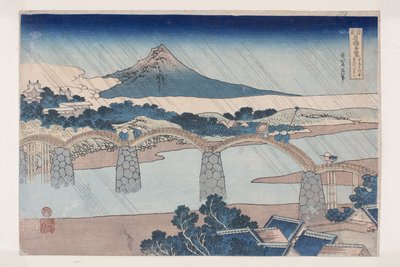 A Kintai híd Su-ban? Tartomány (Su? No Kuni Kintaibashi) (színes fatömbnyomat) alkotó: Katsushika Hokusai