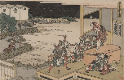 A 47 ronin hűséges szövetsége (Chūshingura), X. felvonás: Gihei őrzi a fegyveres ládát alkotó: Katsushika Hokusai
