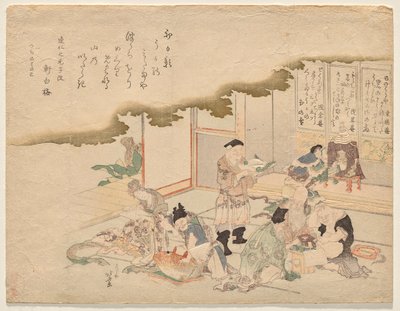 A szerencse hét istene (shichifuku-jin) ünnepli az újévet alkotó: Katsushika Hokusai