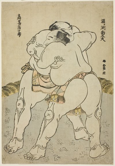 Tesumo Wresters Uzugaen Kandayu Draft és Kazuki Takasaki alkotó: Katsushika Hokusai