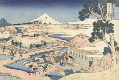 Katakura teaültetvénye a Suruga tartományban, 1830 körül (fanyomat) alkotó: Katsushika Hokusai