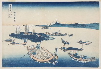 Tsukuda Island "In Edo" tag, Musashi P Rovinse (part y? Tsukuda Island) alkotó: Katsushika Hokusai