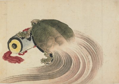 Tekercsen pihenő teknős, 18. század vége – 19. század eleje. alkotó: Katsushika Hokusai