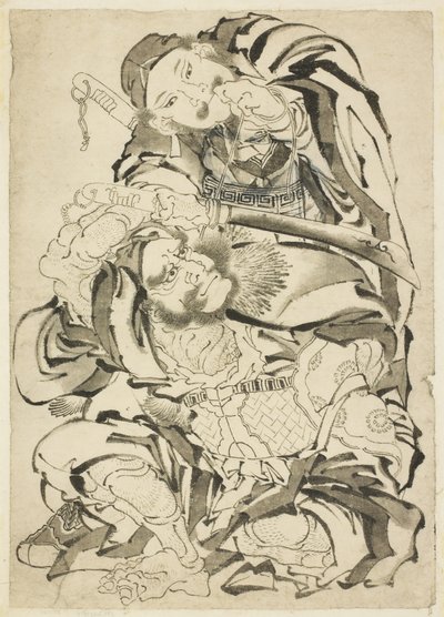 Két kínai hős, 1815-49 körül (tinta papíron) alkotó: Katsushika Hokusai