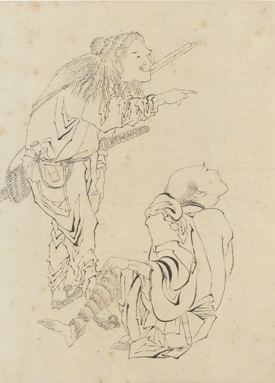 Két vadász, Edo-korszak (tinta papíron) alkotó: Katsushika Hokusai