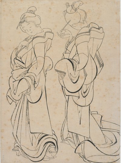 Két nő, 18. század vége-19. század eleje. alkotó: Katsushika Hokusai