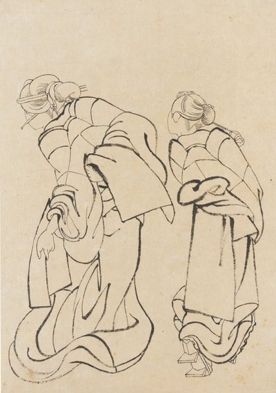 Két nő, 18. század vége-19. század eleje. alkotó: Katsushika Hokusai