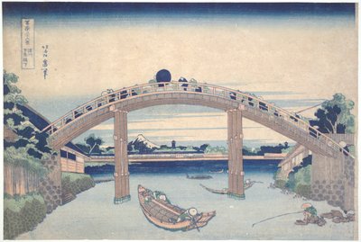 Mannen híd alatt Fukagawánál, a Harminchat kilátás a Fuji-hegyre sorozatból alkotó: Katsushika Hokusai