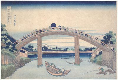 A Fukagawa-i Mannen-híd alatt, a „A Fuji-hegy harminchat látképe” című sorozatból alkotó: Katsushika Hokusai