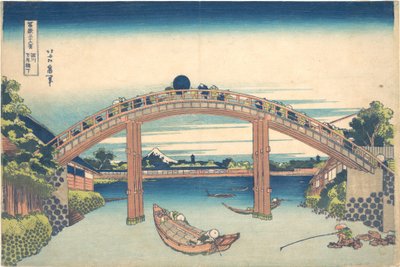 A Fukagawa-i Mannen-híd alatt (Fukagawa Mannenbashi shita), a „A Fuji-hegy harminchat látképe” (Fugaku sanjūrokkei) című sorozatból alkotó: Katsushika Hokusai