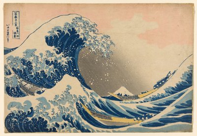 Hullám alatt Kanagawa (Kanagawa oki nami ura), más néven A Nagy Hullám, a „Harminchat nézet a Fudzsi-hegyről (Fugaku sanjurokkei)” sorozatból. alkotó: Katsushika Hokusai